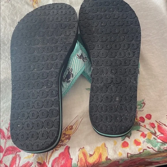 L.L. Bean Teal Crab Flip Flops Like New 8 - Picture 4 of 4